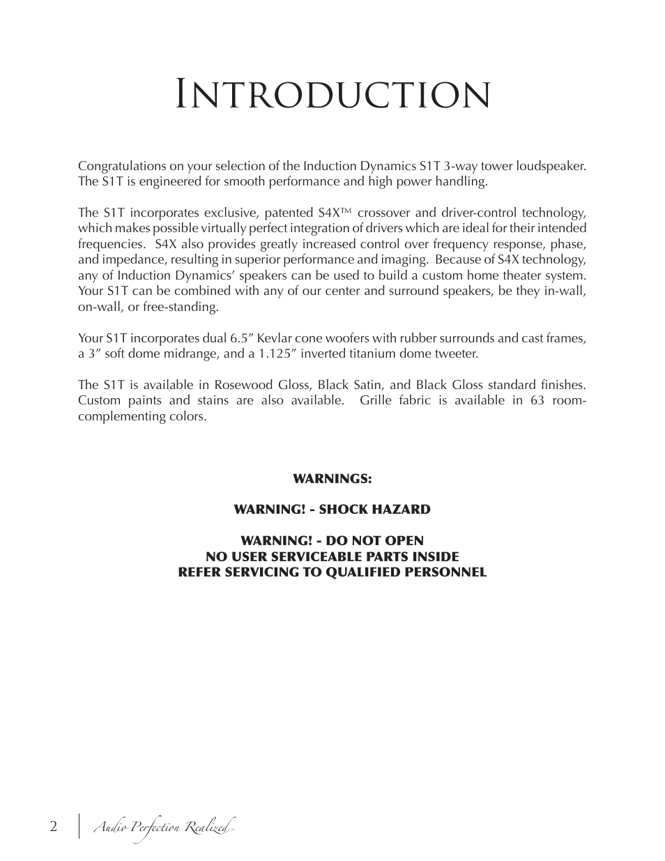 Introduction | Induction Dynamics S1.8ST User Manual | Page 3 / 14