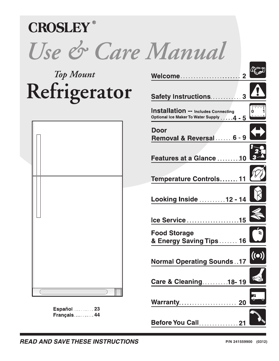 Crosley 241559900 User Manual | 21 pages