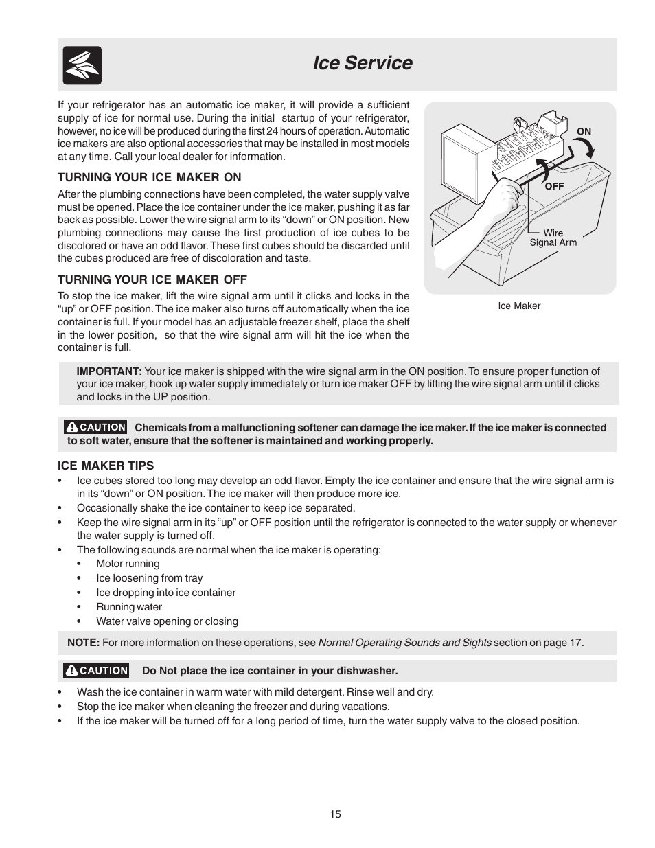 Ice service | Crosley 241559900 User Manual | Page 15 / 21