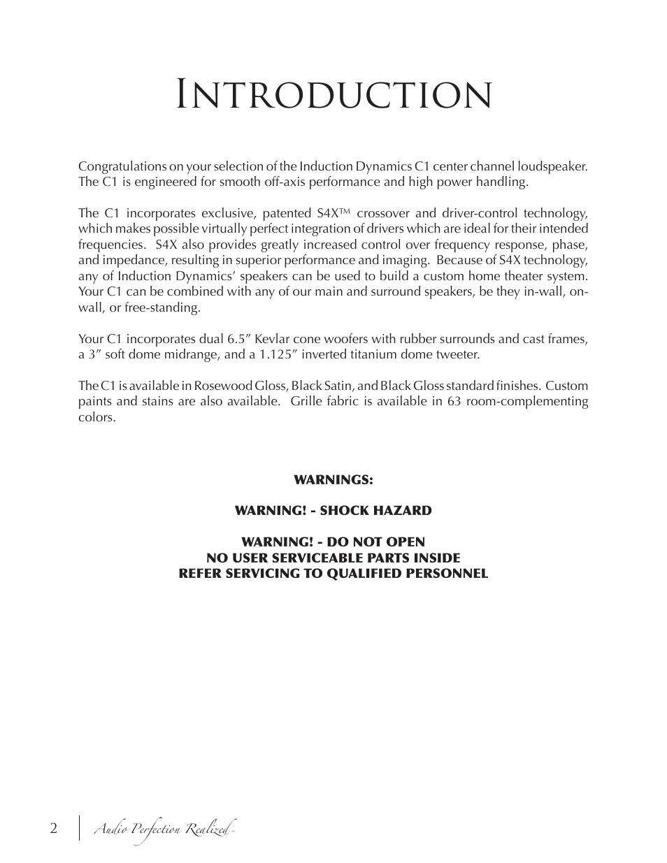 Introduction | Induction Dynamics C1 User Manual | Page 2 / 12