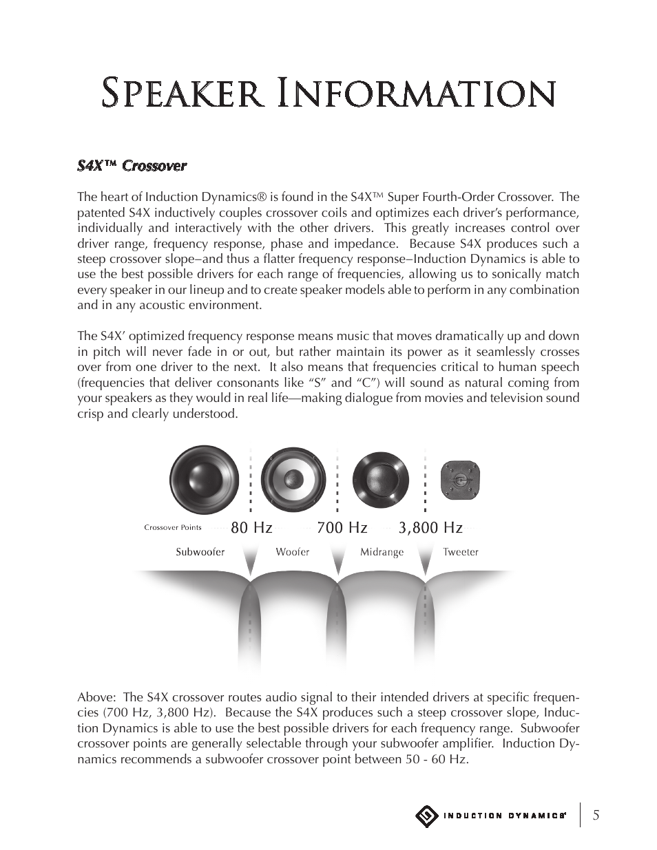 Speaker information | Induction Dynamics C1 User Manual | Page 5 / 12