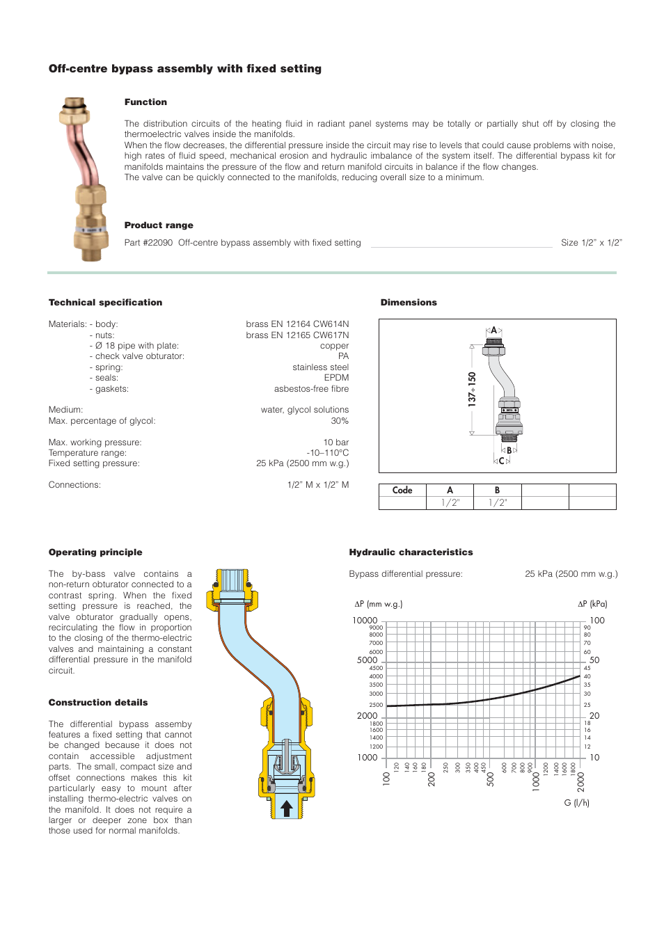 Off-centre bypass assembly with fixed setting | Infloor Brass Manifold User Manual | Page 11 / 13