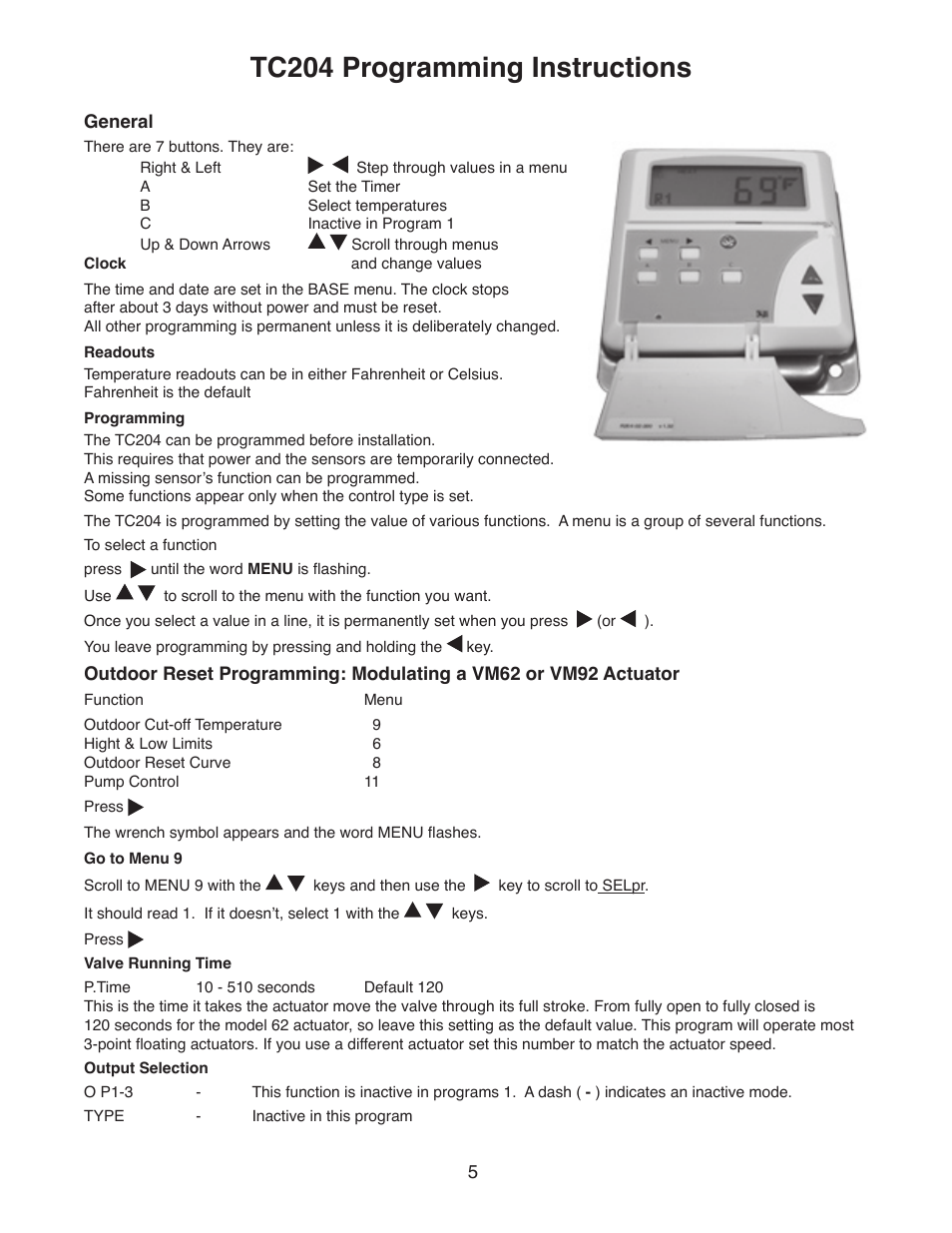 Tc204 programming instructions | Infloor TC 204 Heating Controller User Manual | Page 5 / 12