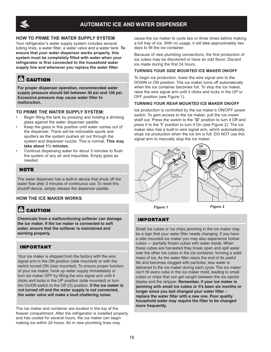Automatic ice and water dispenser | Crosley 241024401 User Manual | Page 16 / 29
