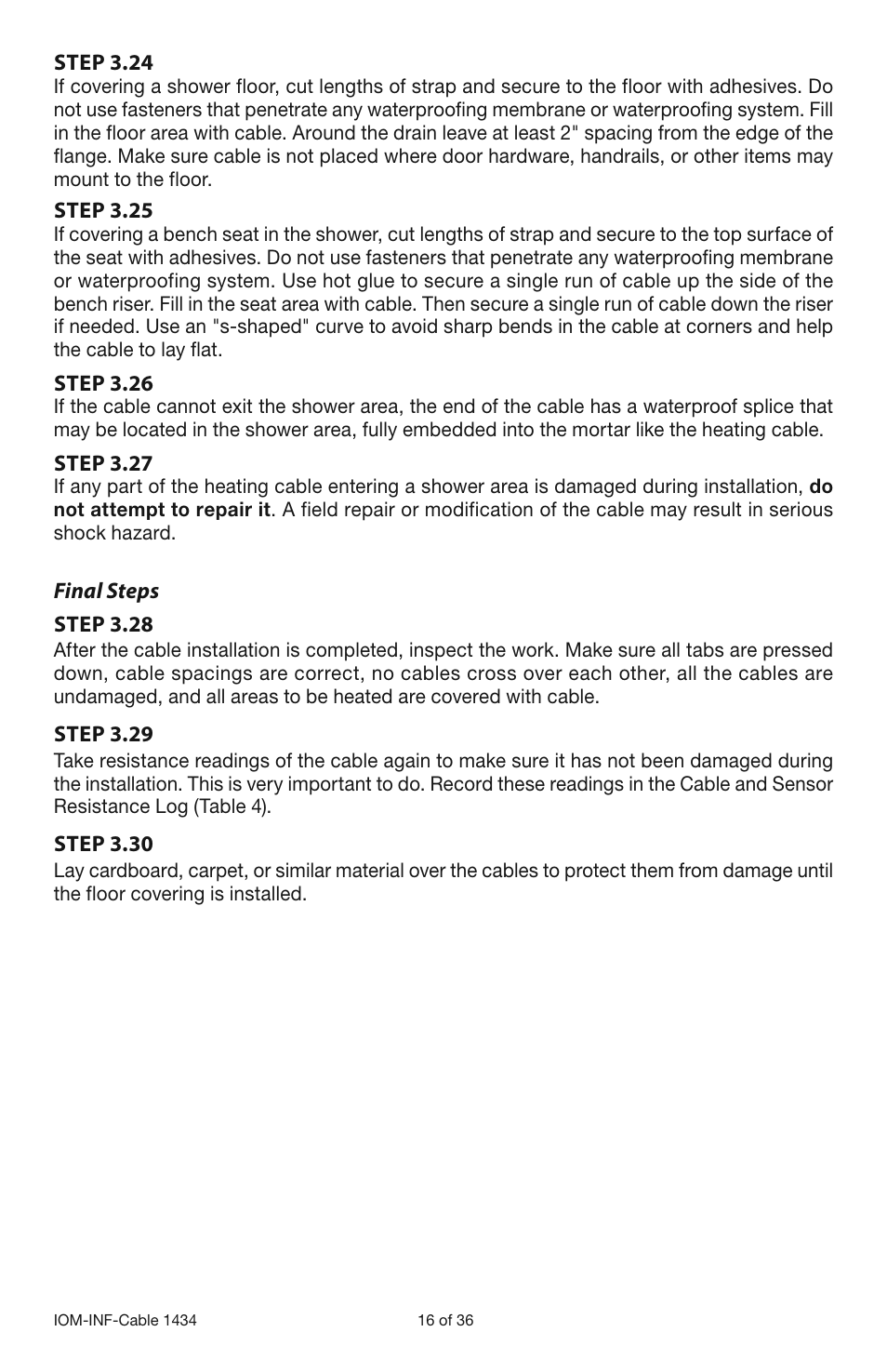 Infloor Electric Cable Series 386 User Manual | Page 16 / 36