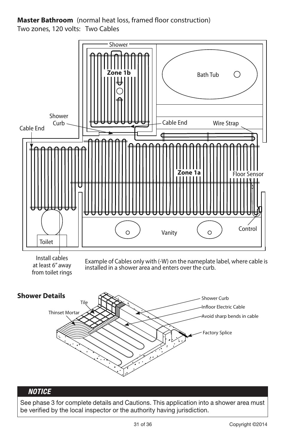 Shower details | Infloor Electric Cable Series 386 User Manual | Page 31 / 36