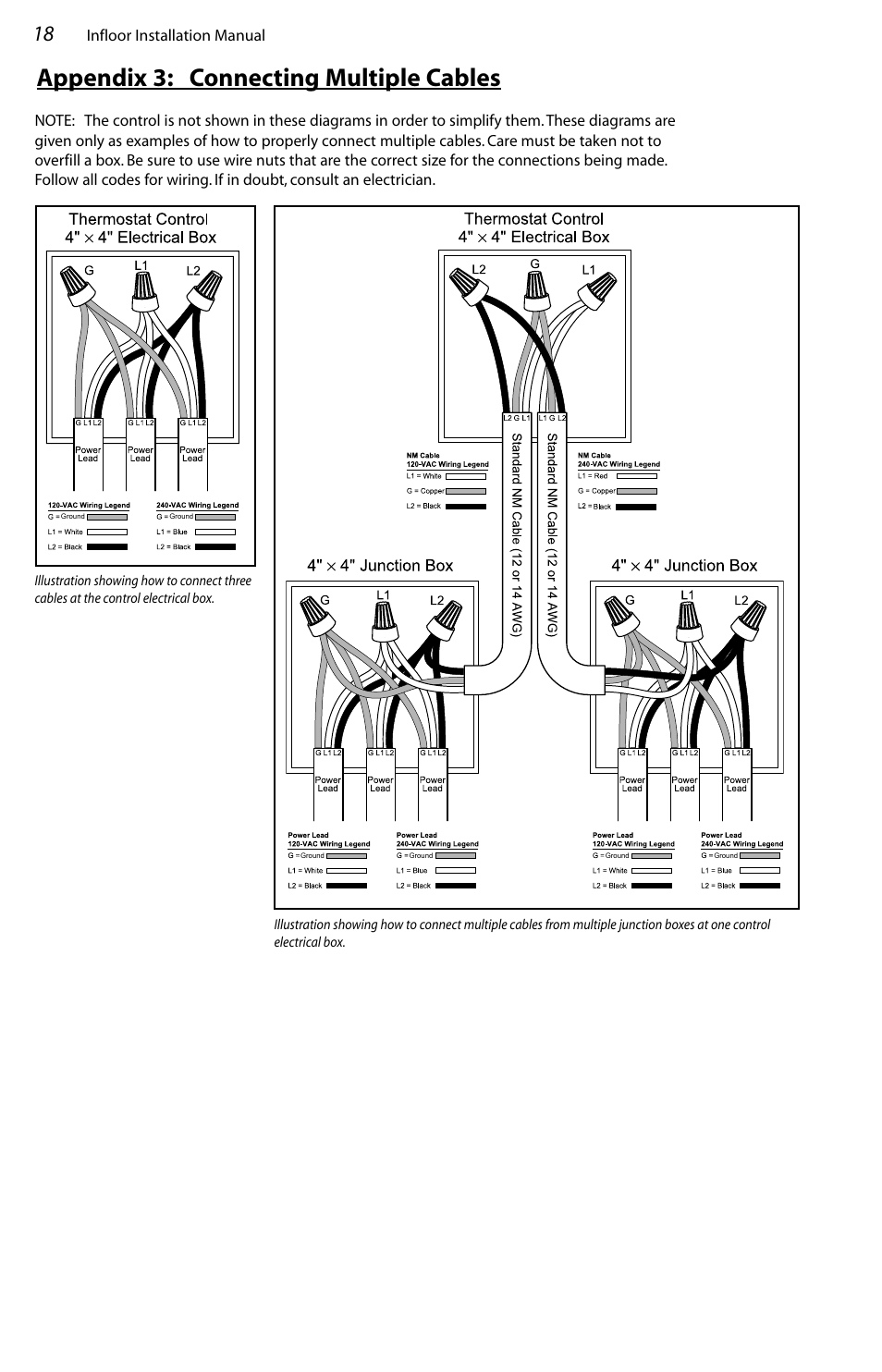 Appendix 3: connecting multiple cables, Infloor installation manual | Infloor Standard Electric Cable User Manual | Page 18 / 28