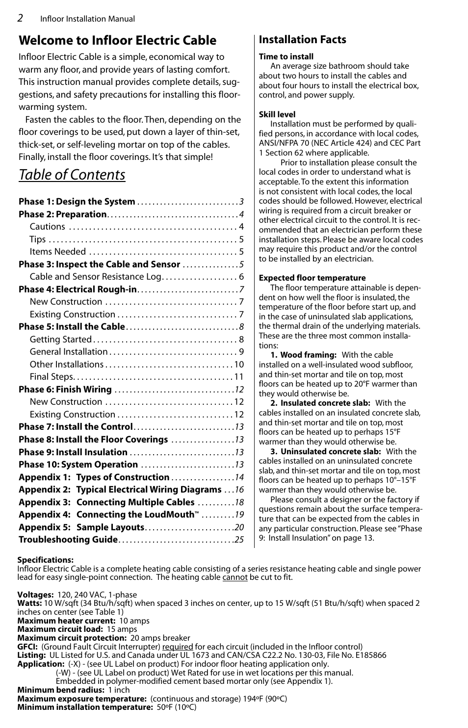 Infloor Standard Electric Cable User Manual | Page 2 / 28