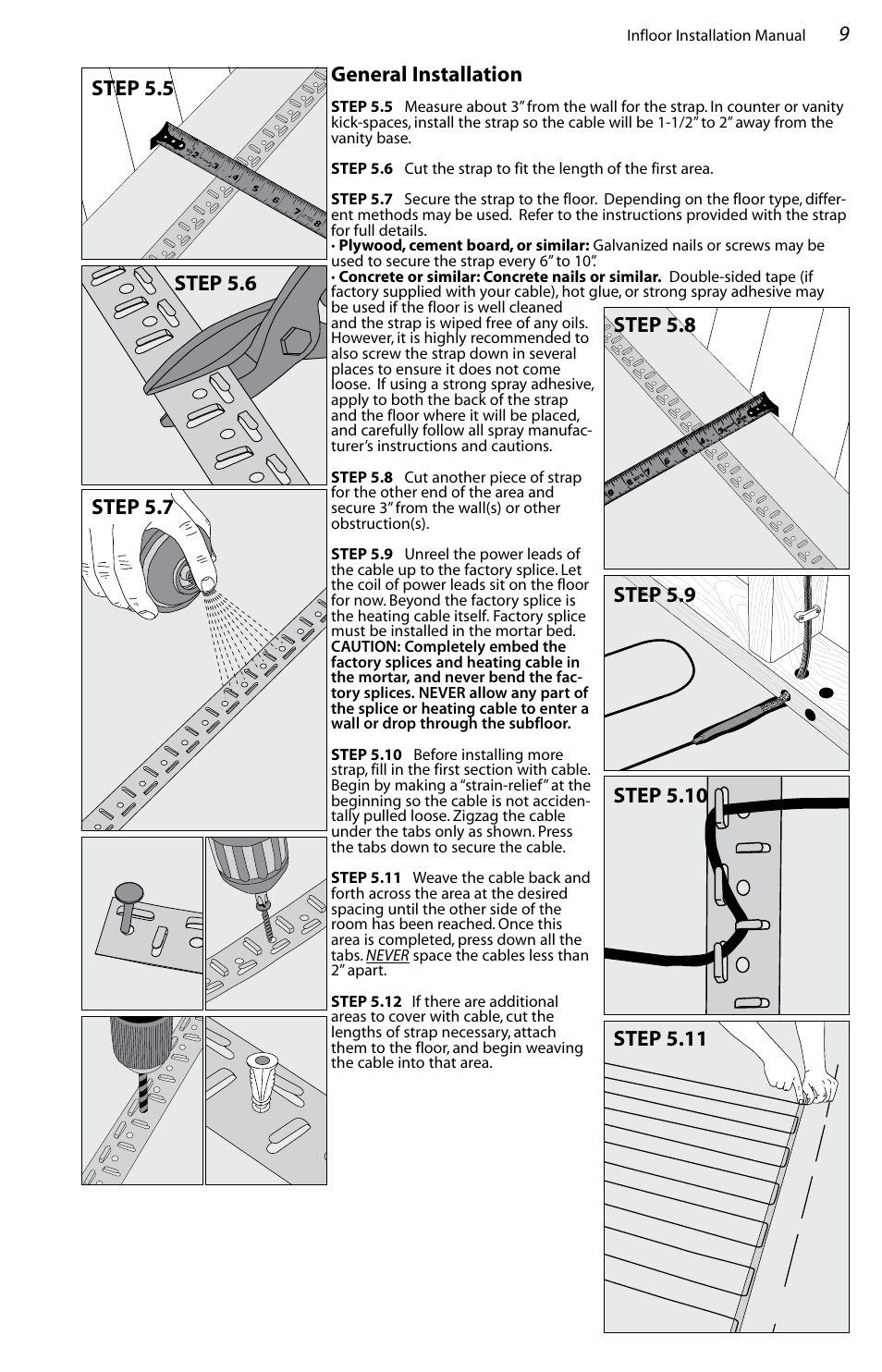 9general installation | Infloor Standard Electric Cable User Manual | Page 9 / 28