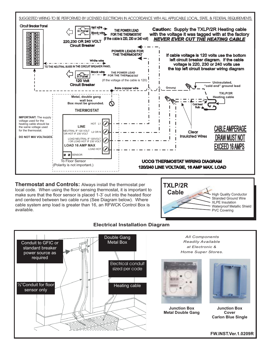 Txlp/2r cable, Thermostat and controls | Infloor Heavy-Duty Cable User Manual | Page 4 / 4