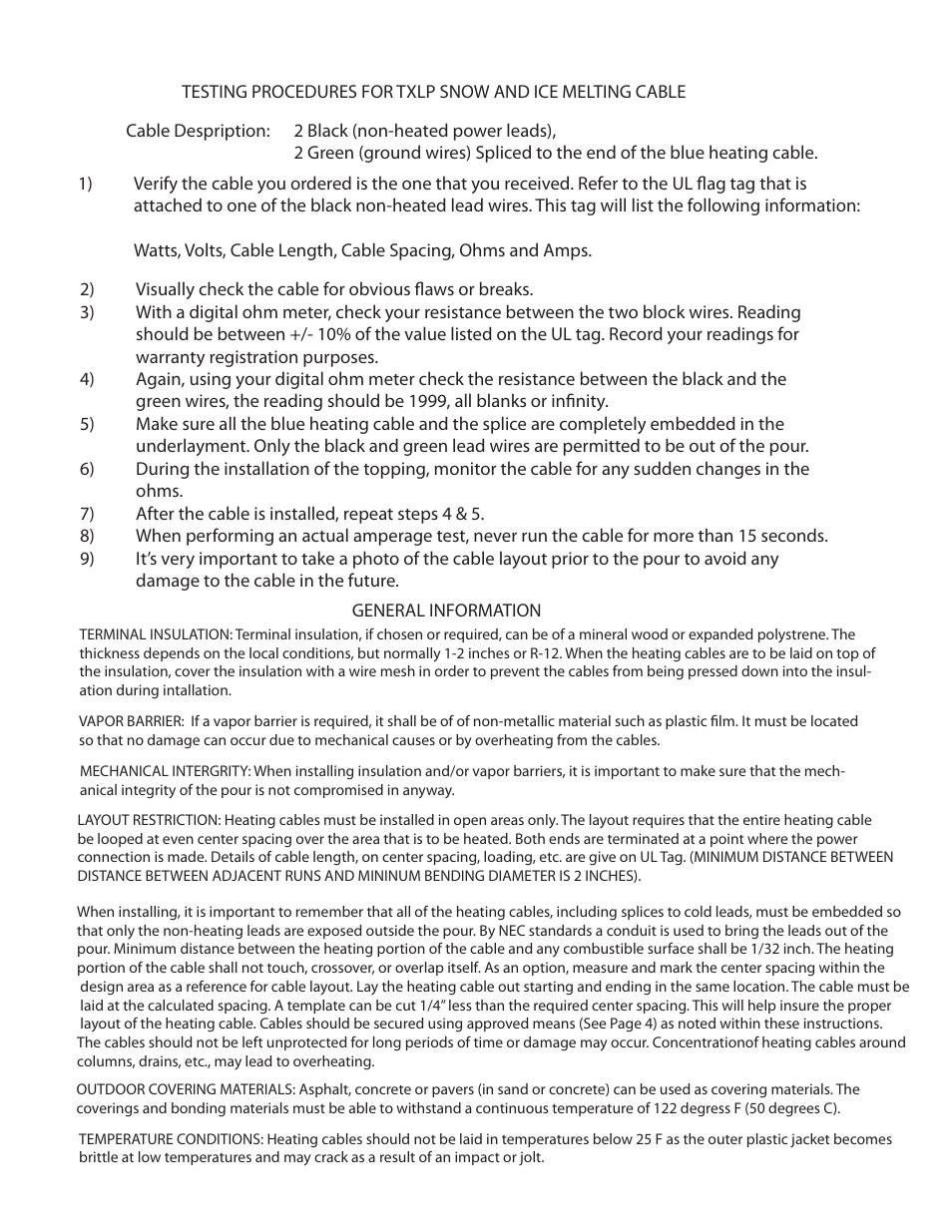 Snowmelt install-2.ai | Infloor Snow Melt Heavy-Duty Cable User Manual | Page 2 / 4