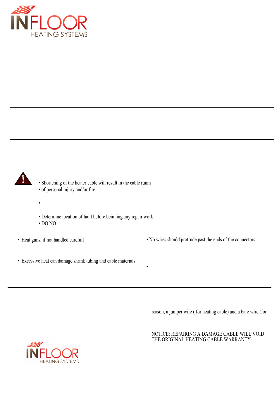 Infloor Cable Repair Kit User Manual | 4 pages