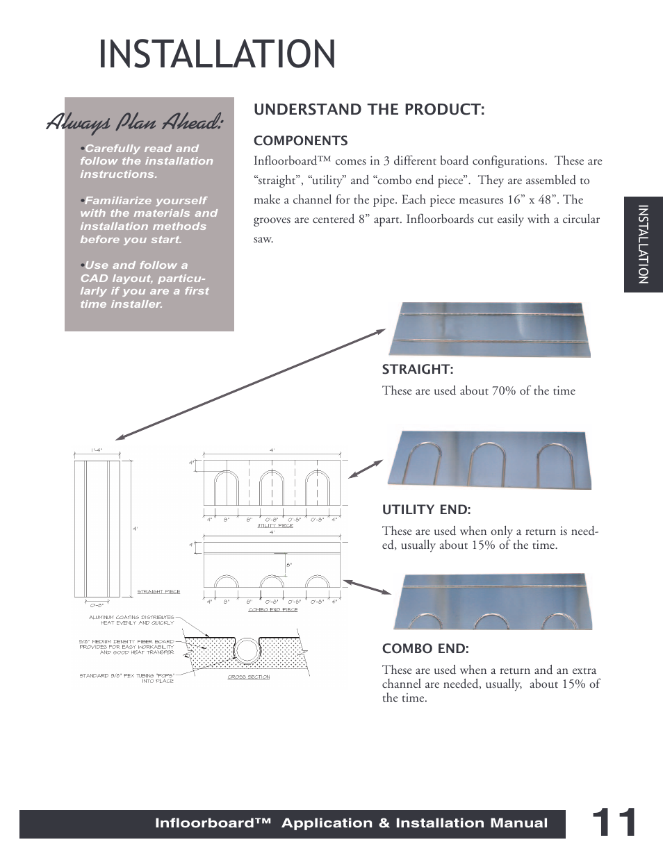Installation, Always plan ahead | Infloor Infloorboard User Manual | Page 11 / 37