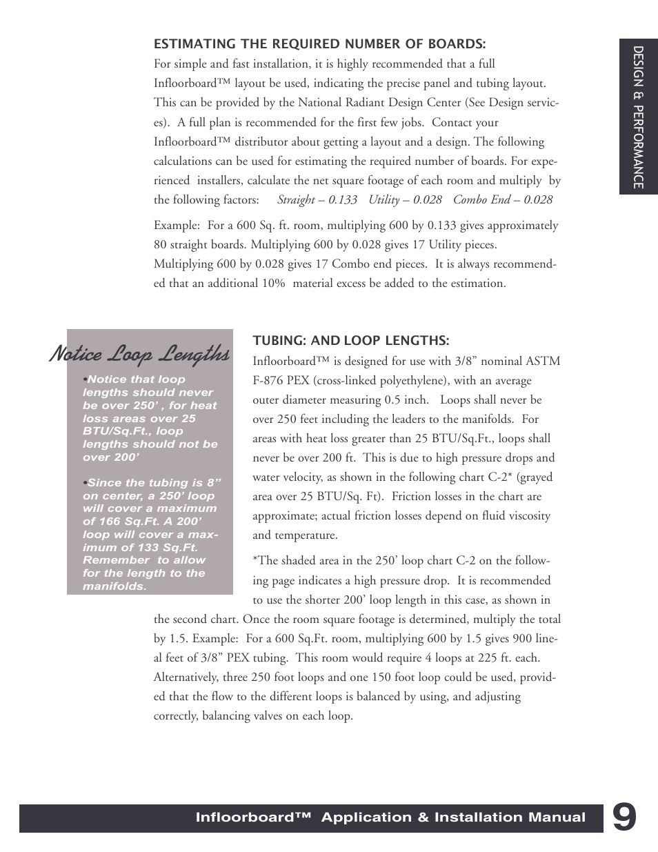 Notice loop lengths | Infloor Infloorboard User Manual | Page 9 / 37