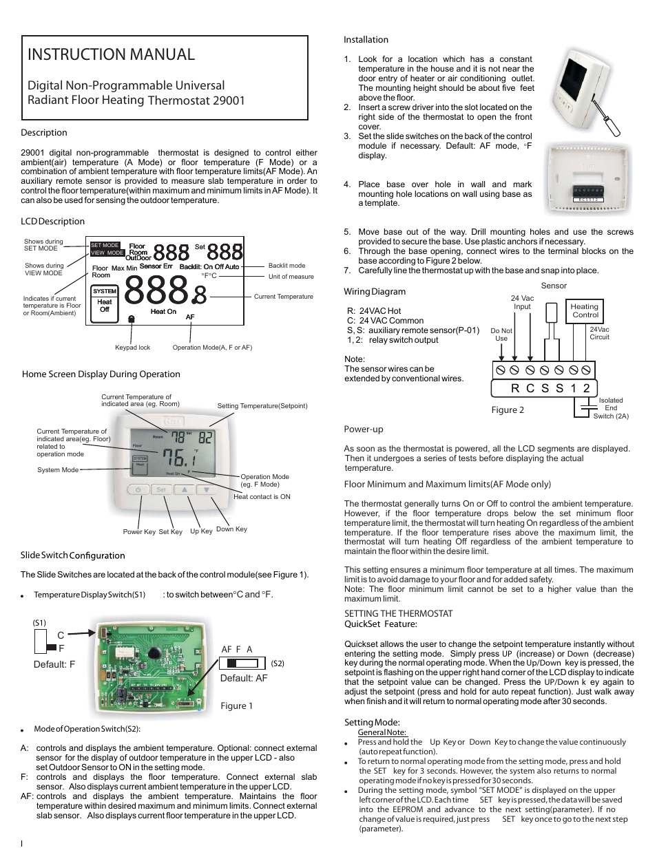 Infloor Thermostat 29001 User Manual | 2 pages