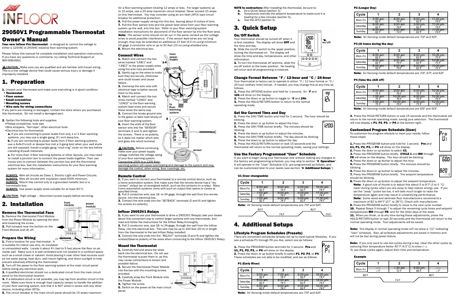 Infloor Thermostat 29050 V1 User Manual | 2 pages
