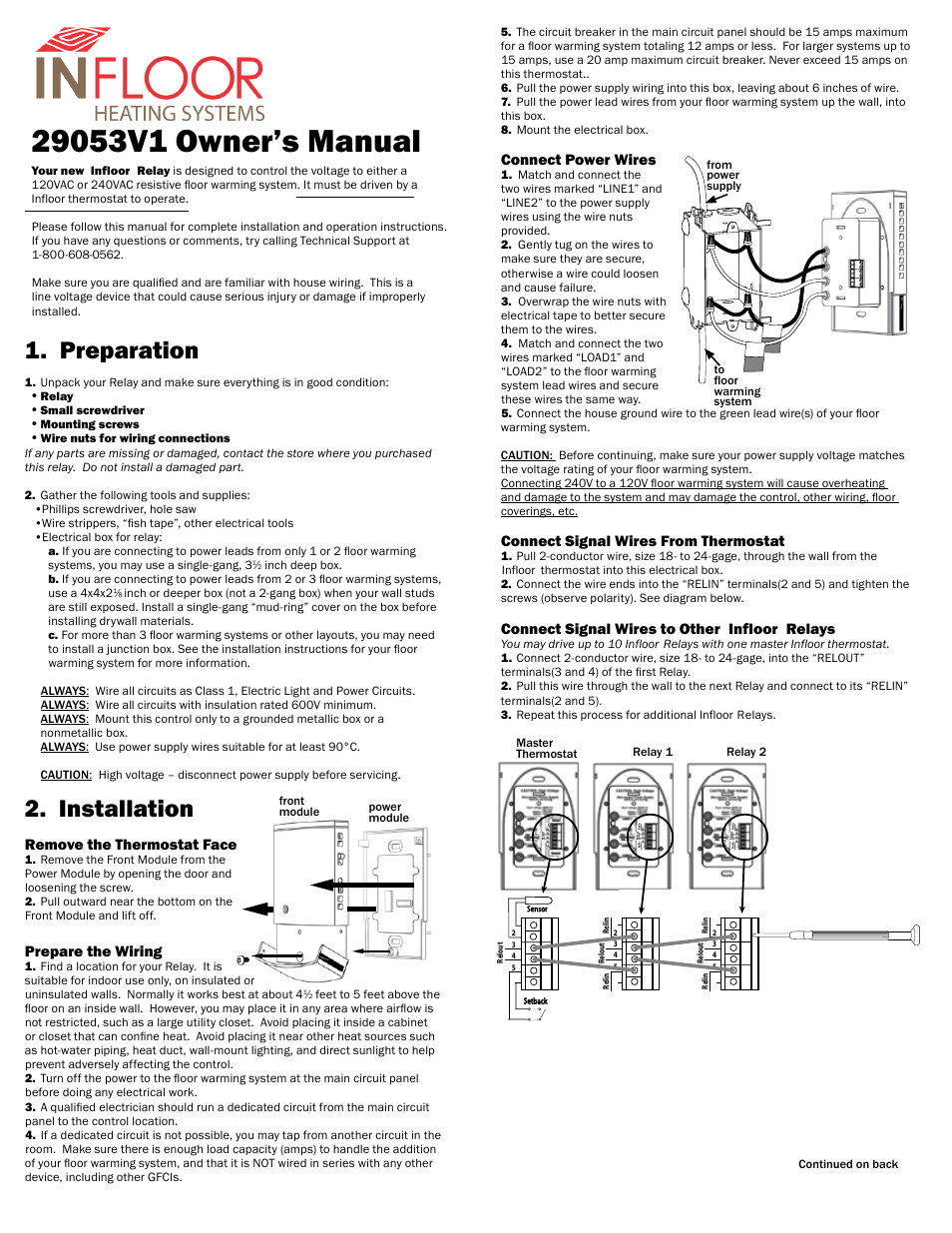 Infloor Thermostat 29053 V1 User Manual | 2 pages