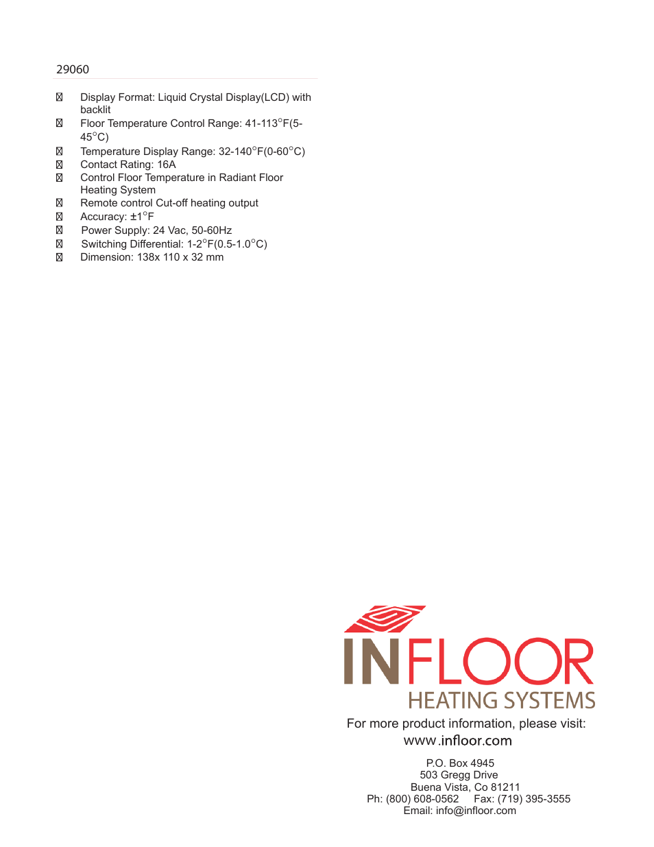 Infloor Thermostat 29060 User Manual | Page 4 / 4