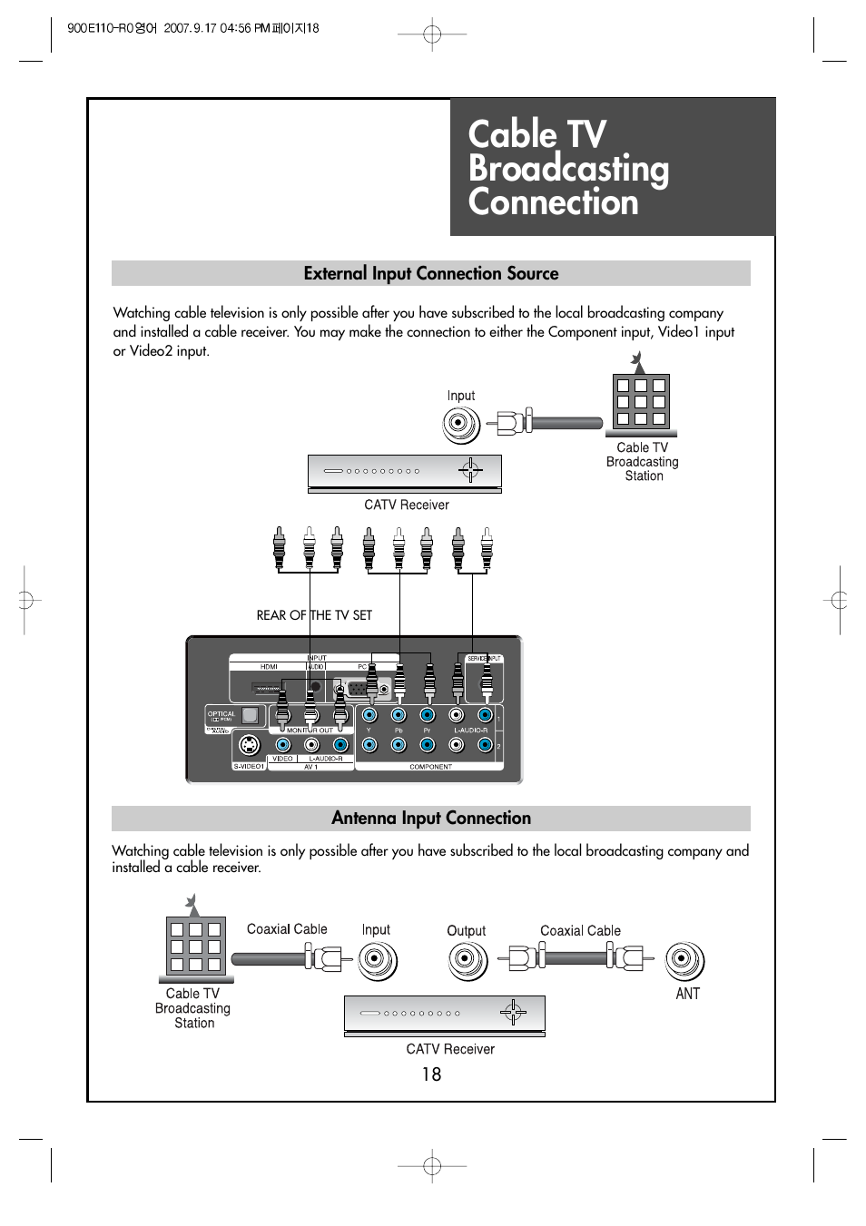 Cable tv broadcasting connection | Crosley C37HDGB User Manual | Page 20 / 61