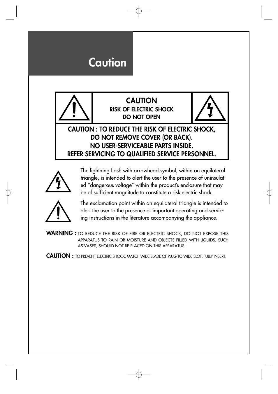 Caution | Crosley C37HDGB User Manual | Page 3 / 61