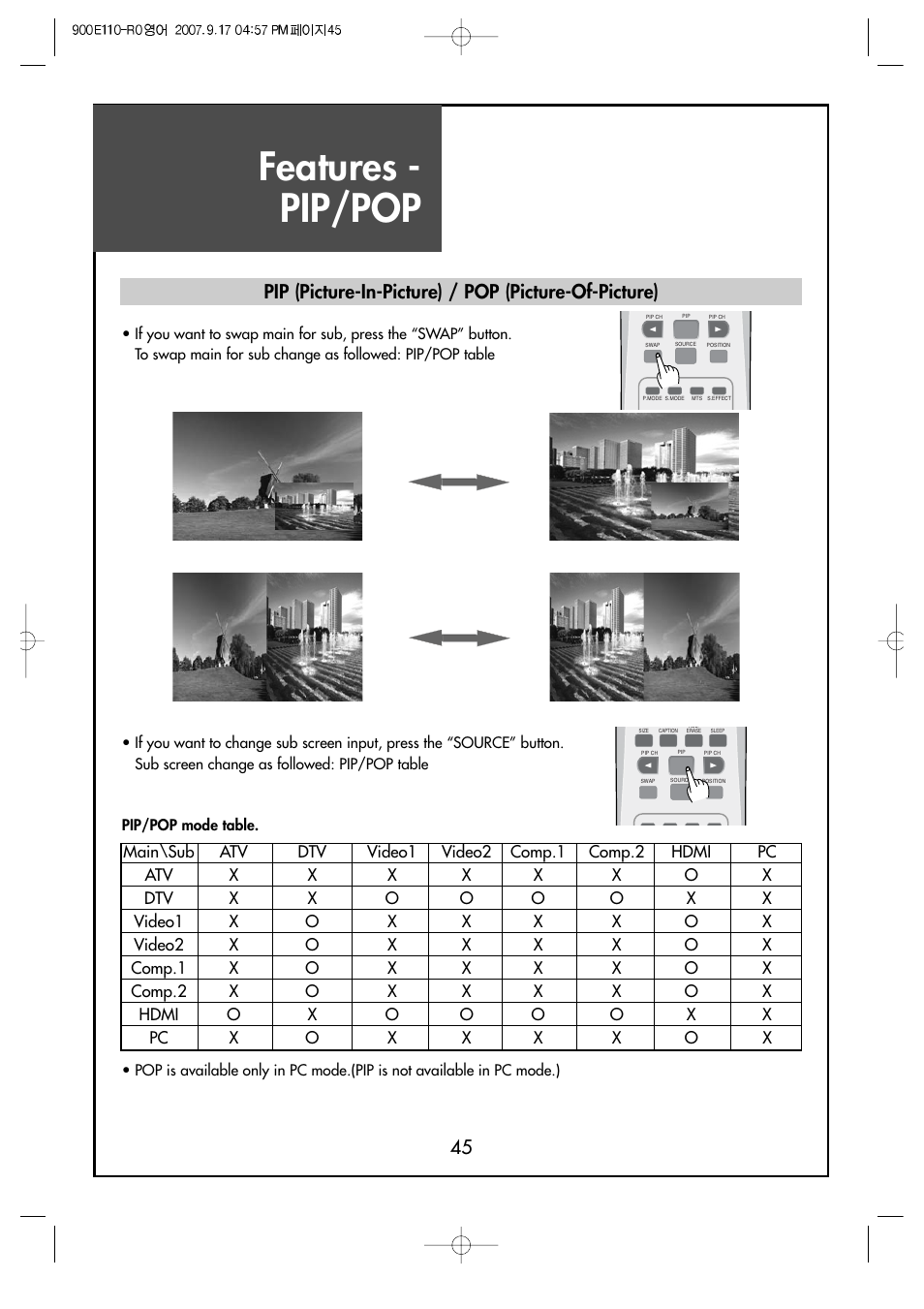 Features - pip/pop | Crosley C37HDGB User Manual | Page 47 / 61