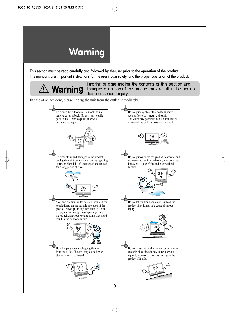 Warning | Crosley C37HDGB User Manual | Page 7 / 61