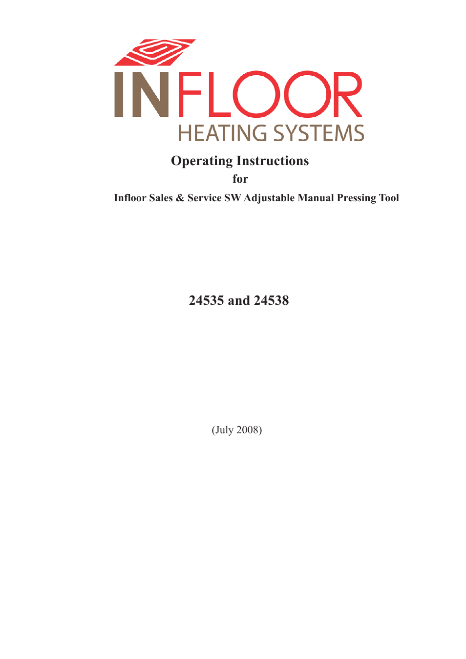 Infloor PAP Press Tool 24535 and 24538 User Manual | 12 pages