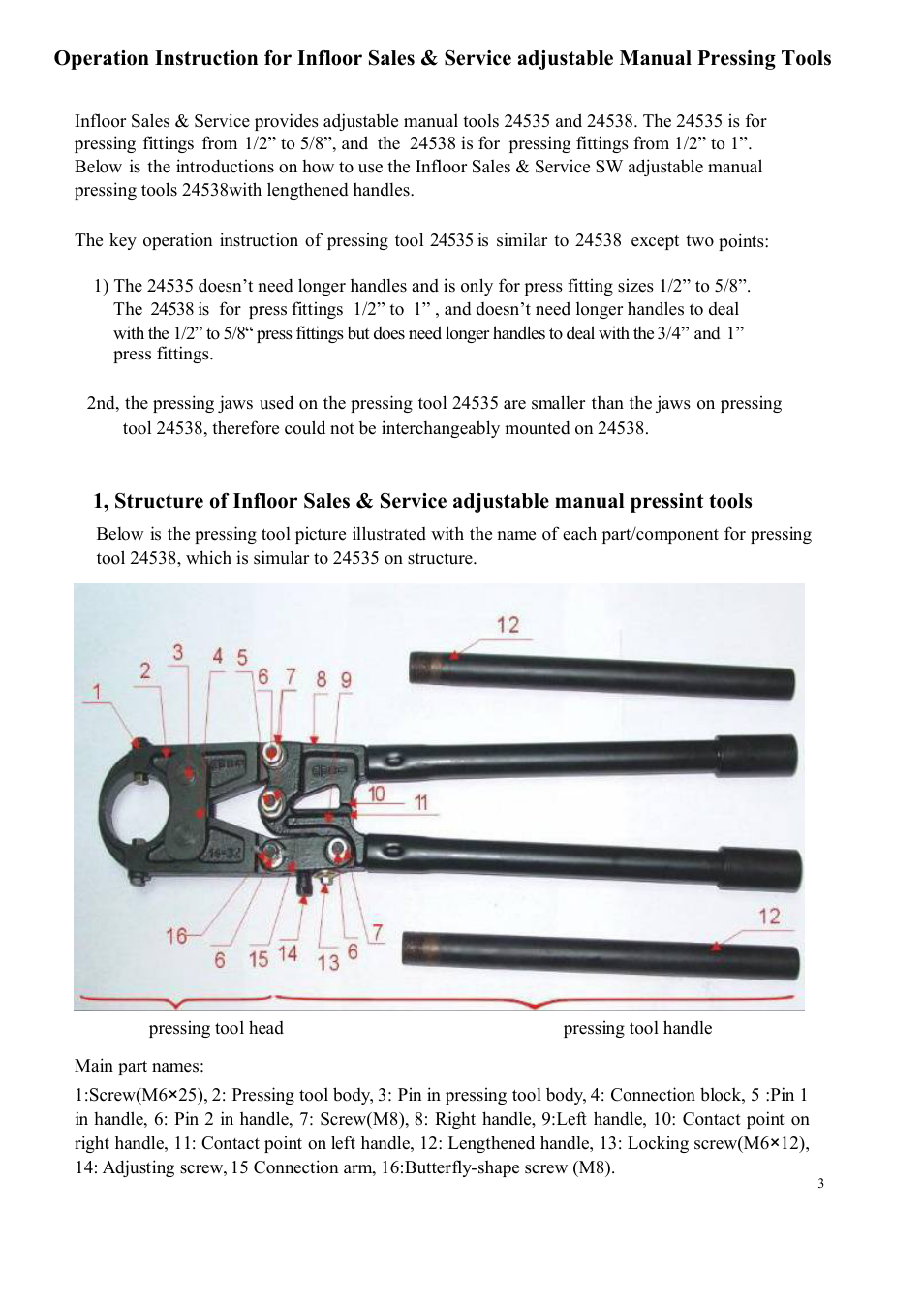 Infloor PAP Press Tool 24535 and 24538 User Manual | Page 3 / 12