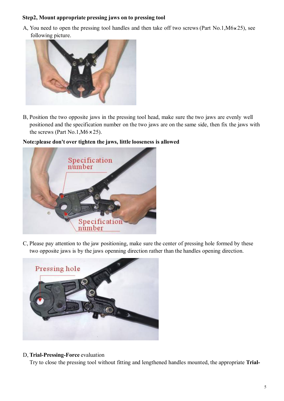 Infloor PAP Press Tool 24535 and 24538 User Manual | Page 5 / 12