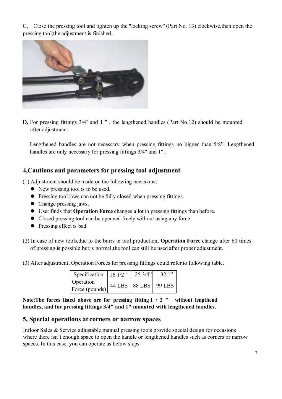 Infloor PAP Press Tool 24535 and 24538 User Manual | Page 7 / 12