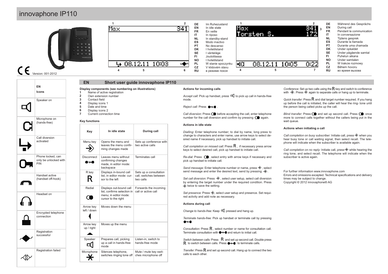 innovaphone IP110 User Manual | 2 pages
