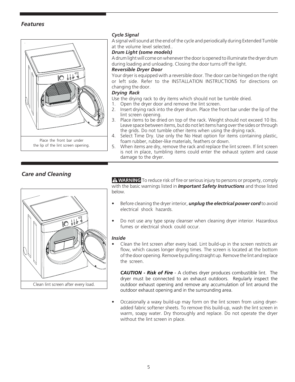 English | Crosley 134993900A User Manual | Page 5 / 8