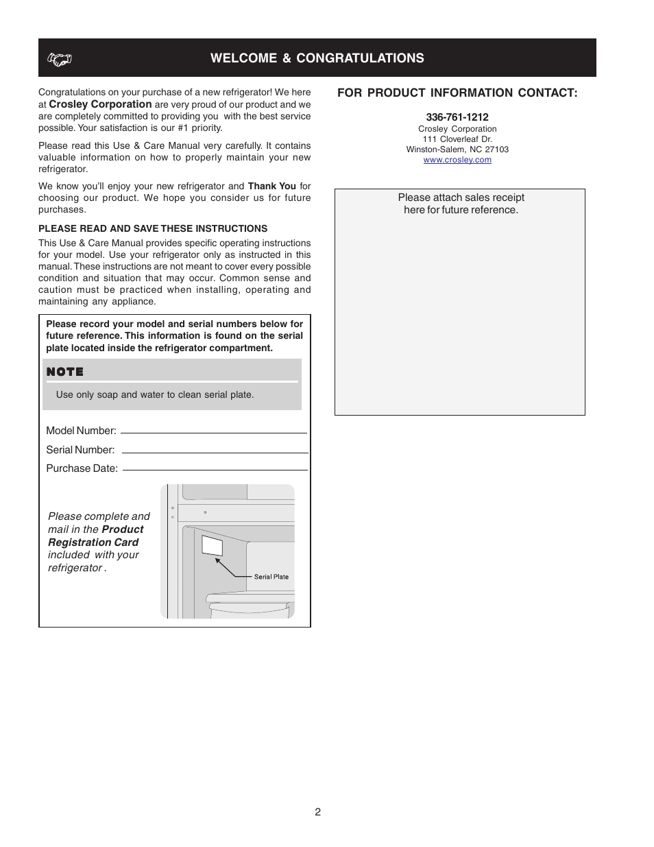 Crosley Refrigerator Top Mount User Manual | Page 2 / 58