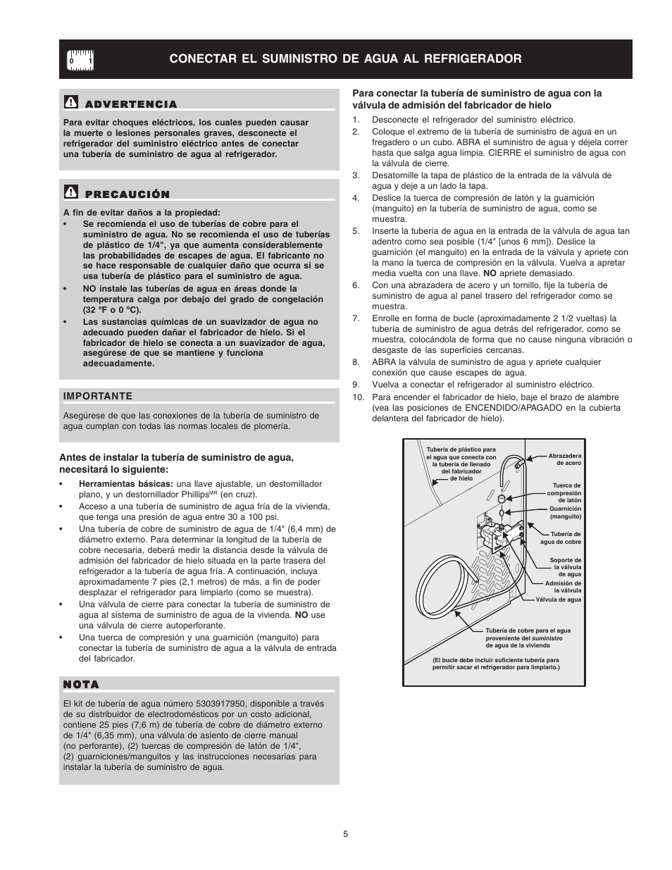 Conectar el suministro de agua al refrigerador | Crosley Refrigerator Top Mount User Manual | Page 24 / 58