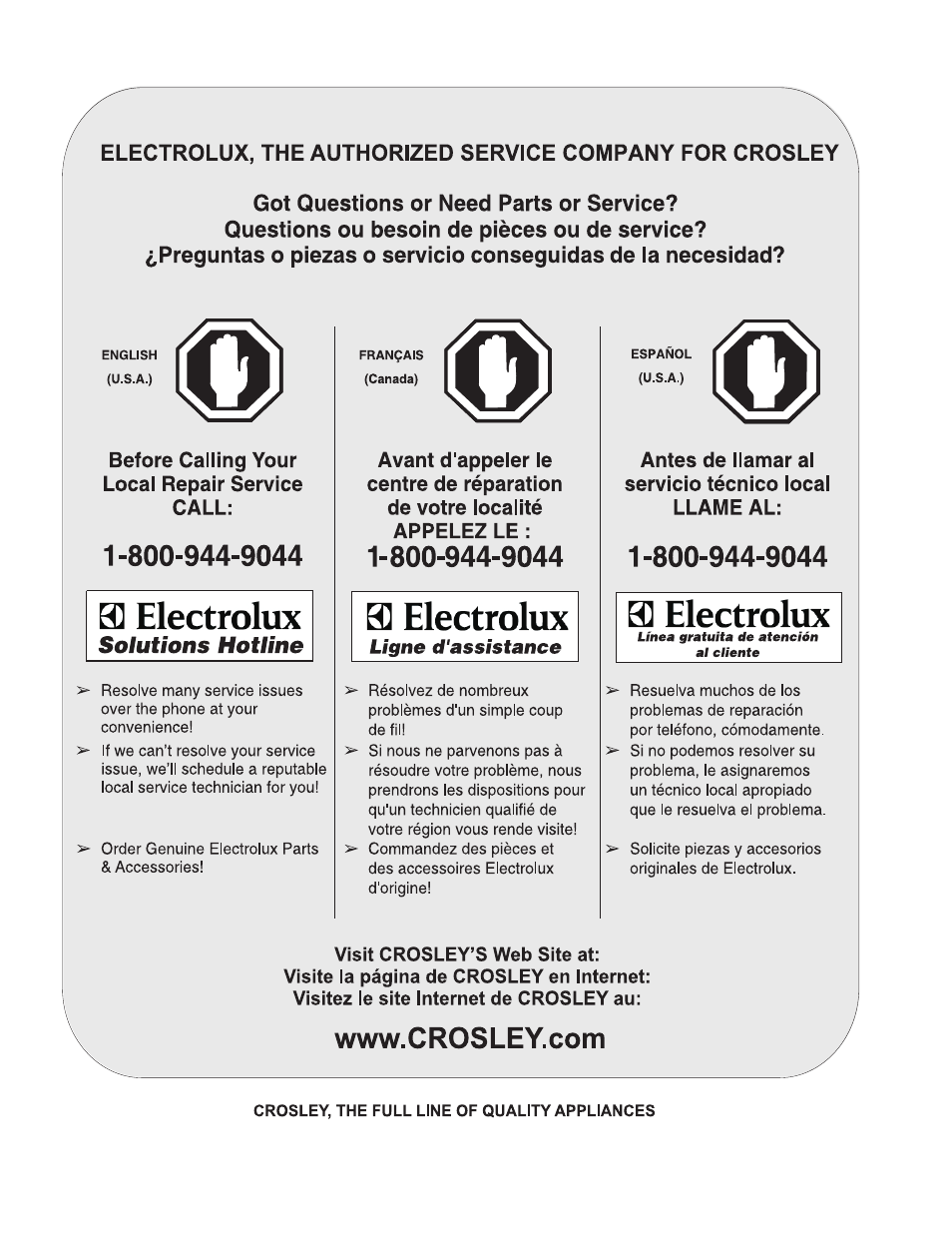 Crosley Refrigerator Top Mount User Manual | Page 58 / 58