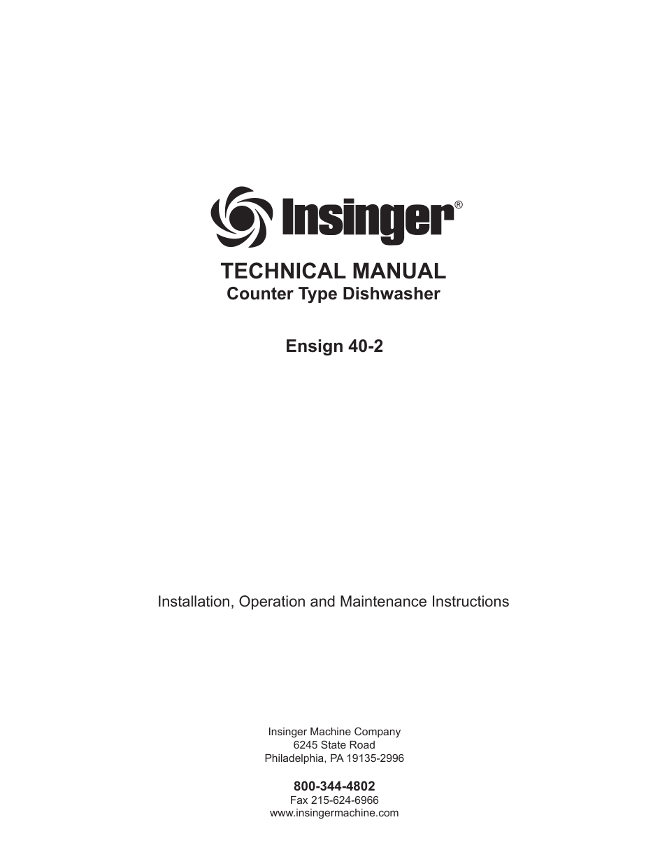 Insinger Ensign 40-2 User Manual | 38 pages