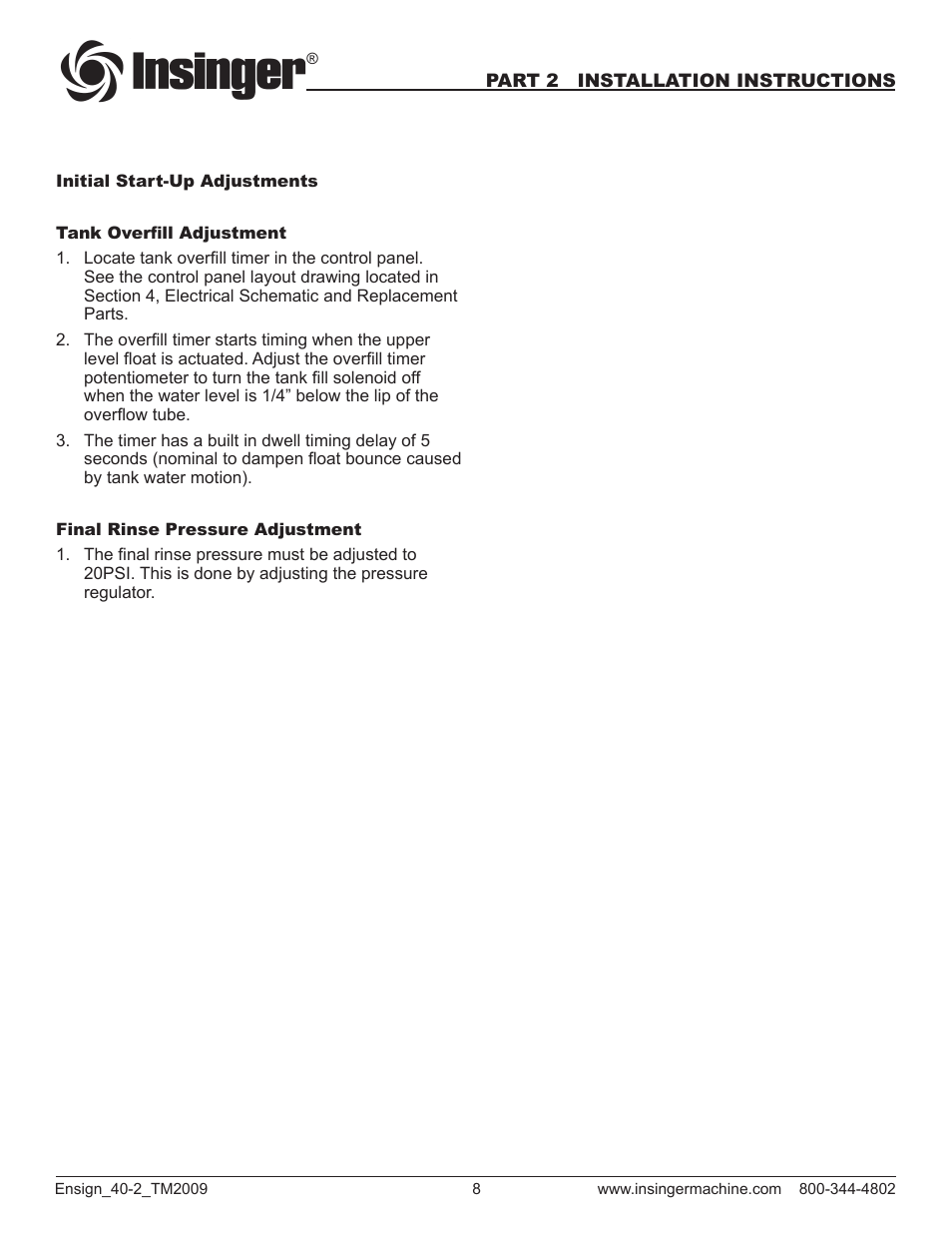 Insinger Ensign 40-2 User Manual | Page 10 / 38