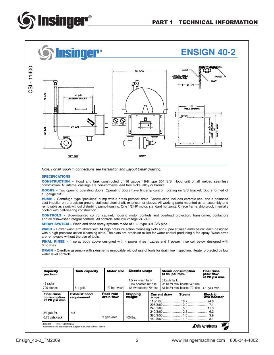 Ensign 40-2, Part 1 technical information | Insinger Ensign 40-2 User Manual | Page 4 / 38