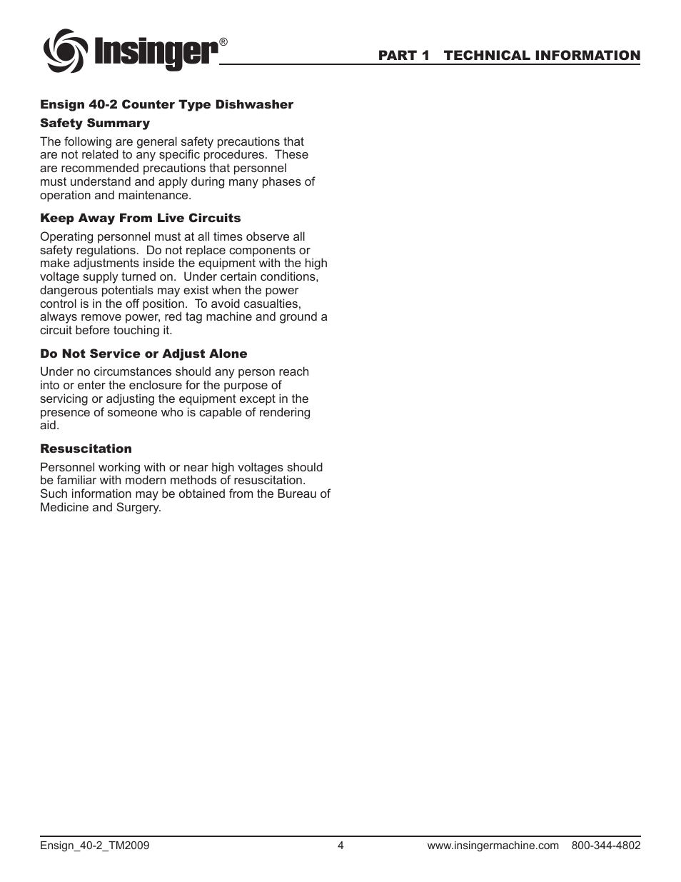 Insinger Ensign 40-2 User Manual | Page 6 / 38