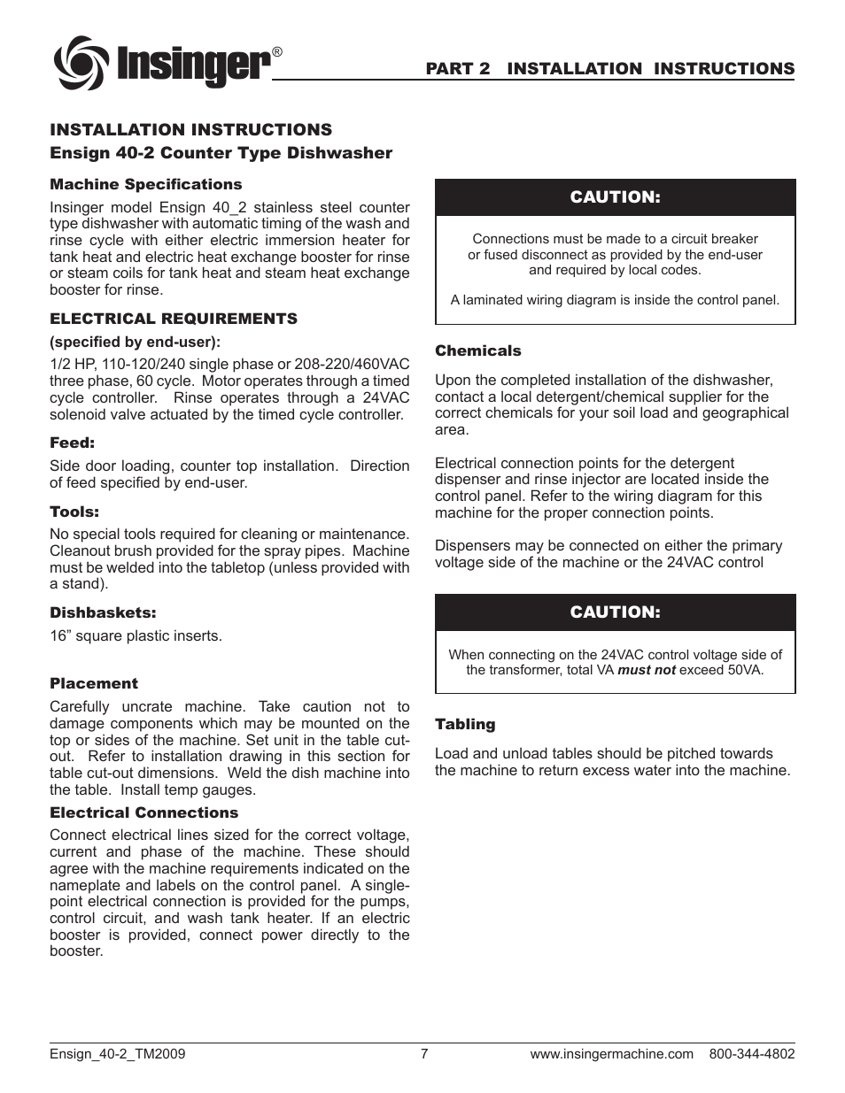 Insinger Ensign 40-2 User Manual | Page 9 / 38