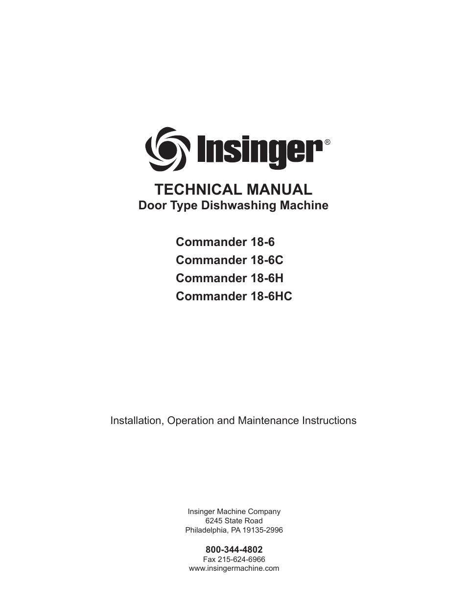 Insinger Commander 18-6 User Manual | 48 pages