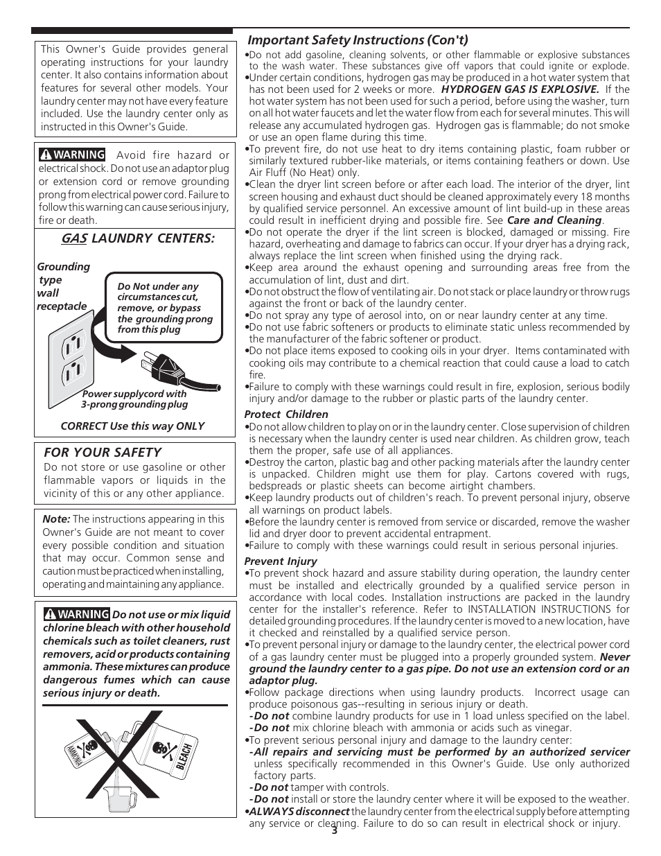 Crosley Tumble Action Laundry Center User Manual | Page 3 / 16