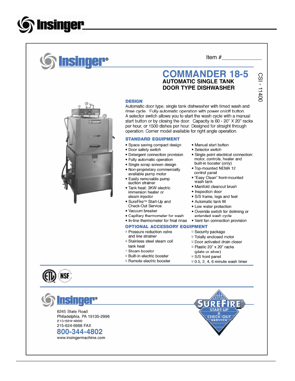 Insinger Commander 18-5 User Manual | Page 3 / 55