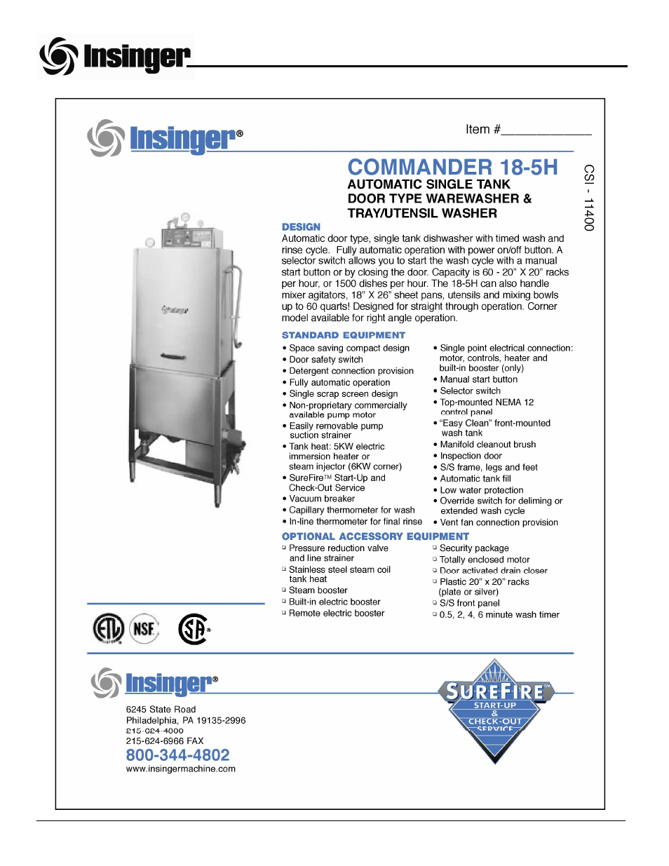 Insinger Commander 18-5 User Manual | Page 5 / 55