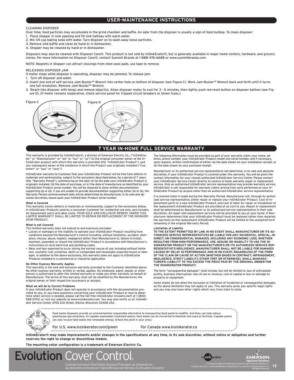 Evolution cover control | InSinkErator Evolution Cover Control User Manual | Page 12 / 16