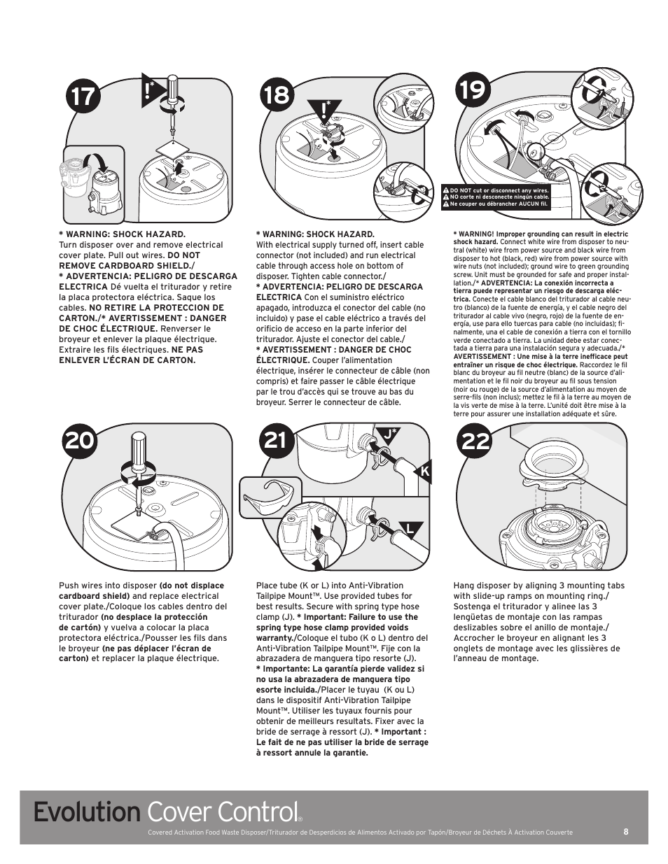 Evolution cover control, Kl j | InSinkErator Evolution Cover Control User Manual | Page 8 / 16