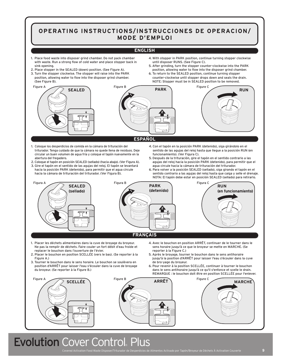 Evolution cover control, Plus | InSinkErator Evolution Cover Control Plus User Manual | Page 9 / 16