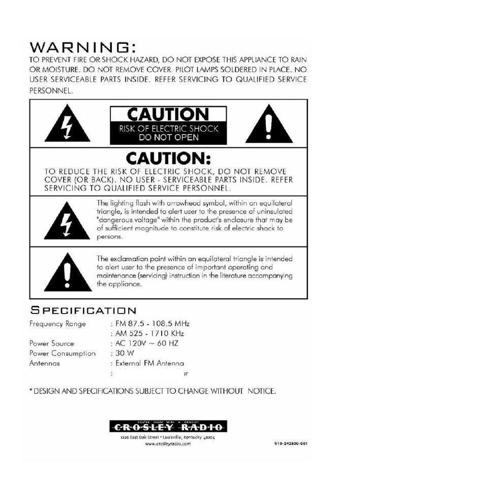 Crosley CR-224 User Manual | Page 3 / 20