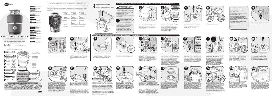 InSinkErator Evolution Select Plus User Manual | 2 pages
