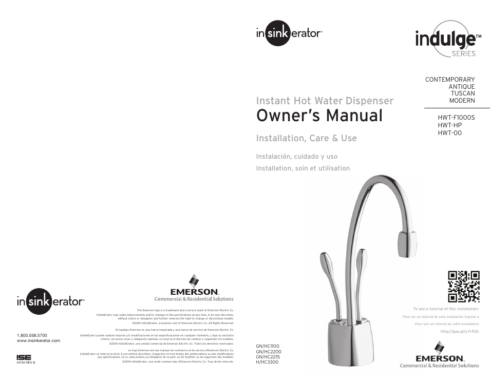 InSinkErator HWT-F1000S Tank and Filter System User Manual | 26 pages